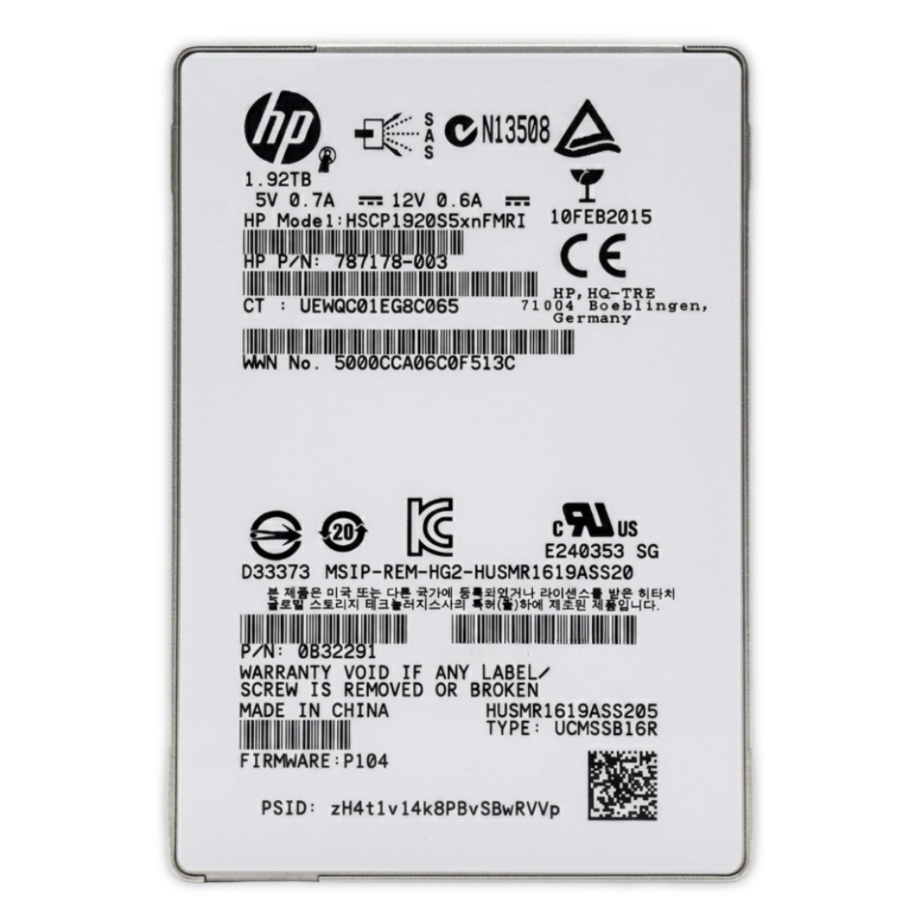 product images (1000 x 1000 px) (2) 1.92TB SAS SSD HPE